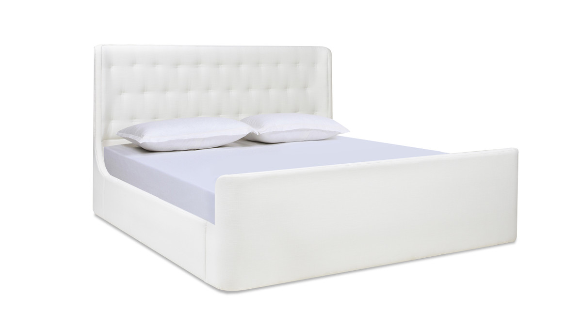 jennifer taylor home Brooks Contemporary Tufted Shelter Platform Bed King Antique White