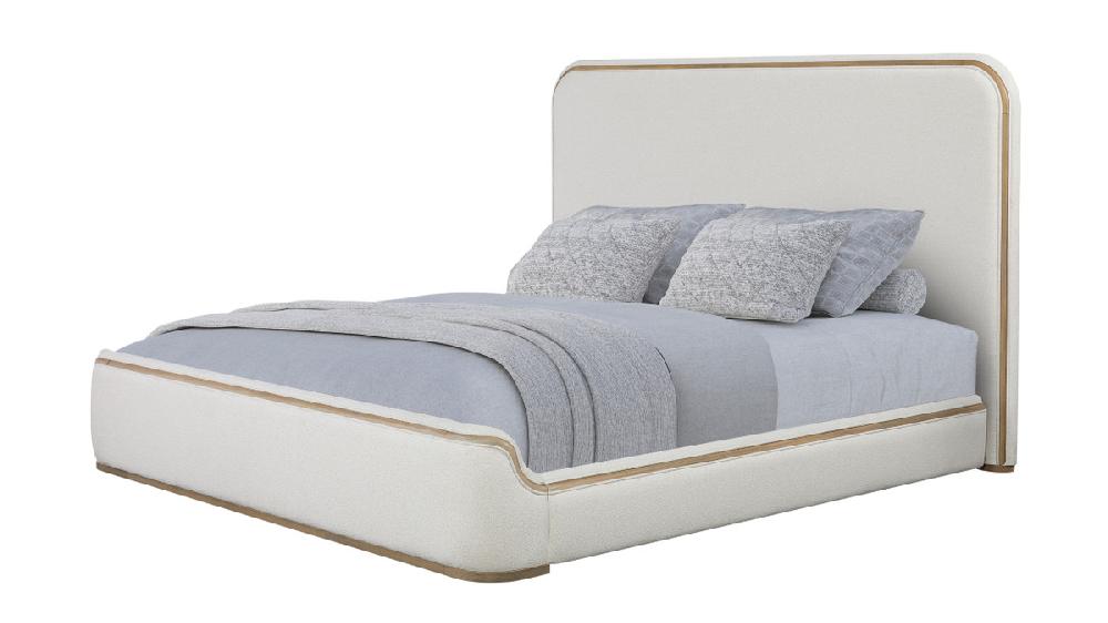 Jennifer Taylor Home Calen Upholstered Bed With Sculpted Corners And Wood Trim Queen