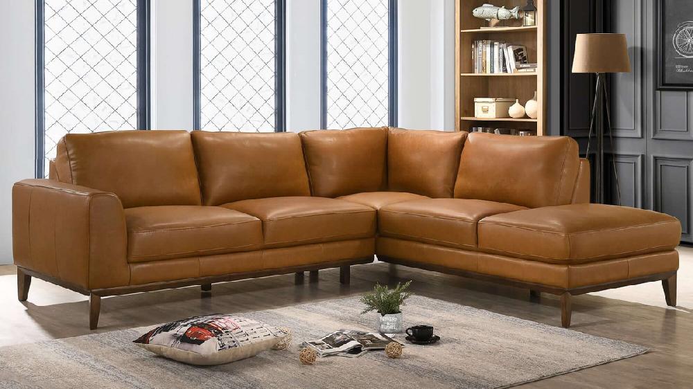 Jennifer Taylor Home Callahan 99.4" Wide Genuine Leather Right-Facing Sectional Sofa
