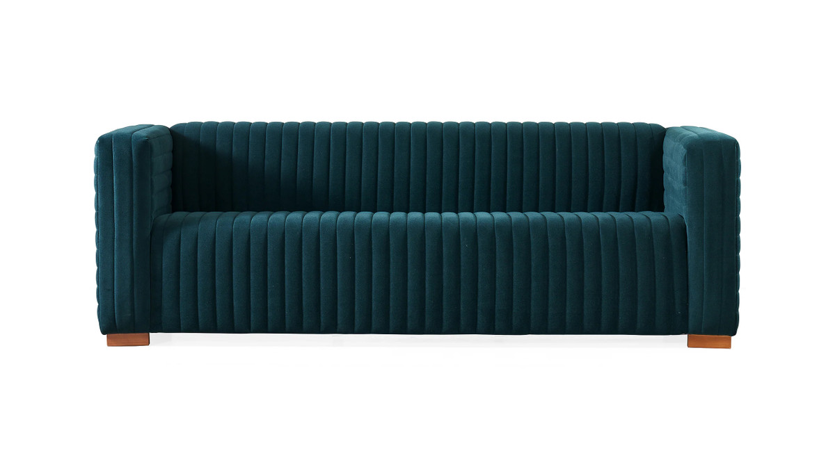 jennifer taylor home Callen 89.8" Velvet Channel Tufted Sofa Teal