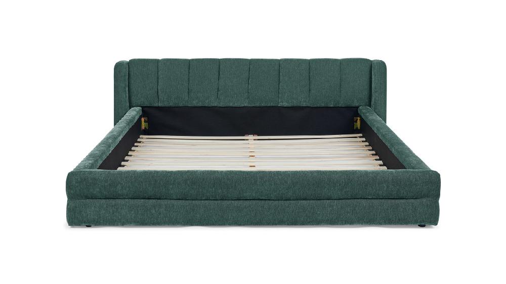 Jennifer Taylor Home Callista Low Profile Upholstered Queen Platform Bed Chenille Emerald Green