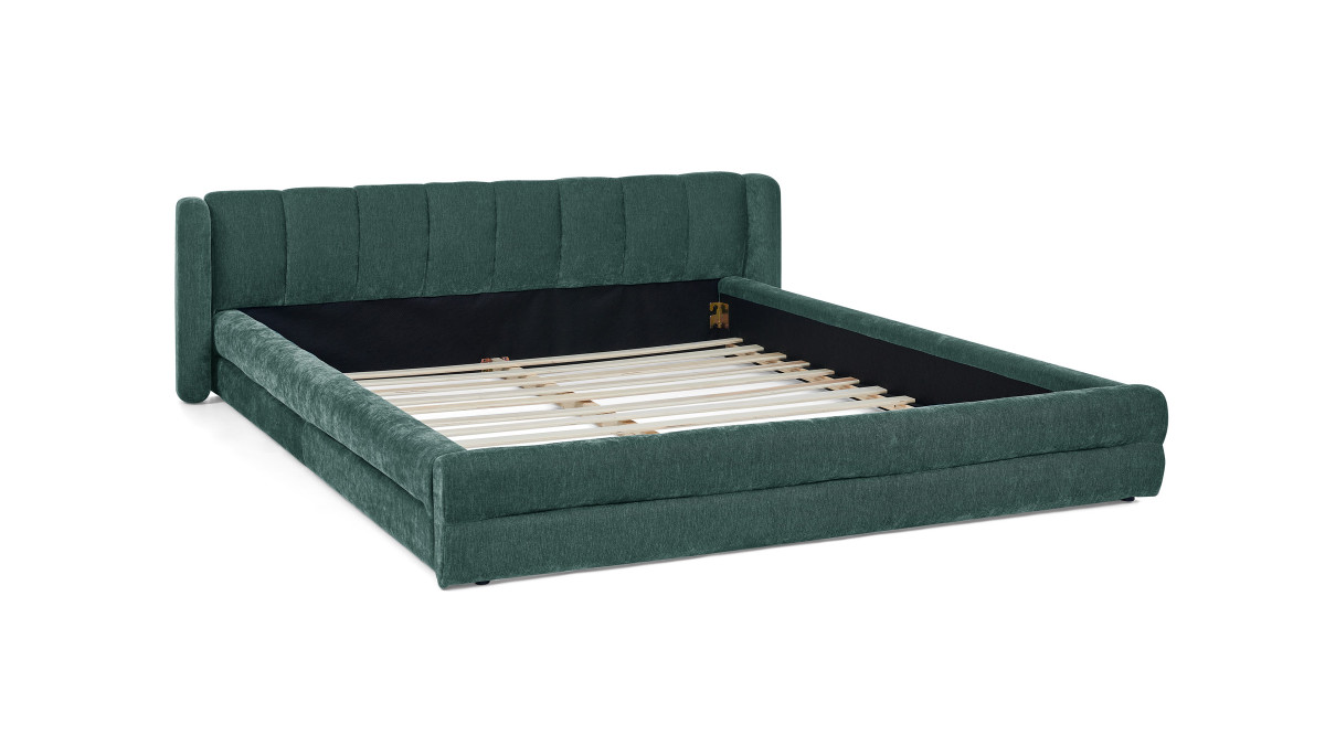 jennifer taylor home Callista Low Profile Upholstered Queen Platform Bed Chenille Emerald Green
