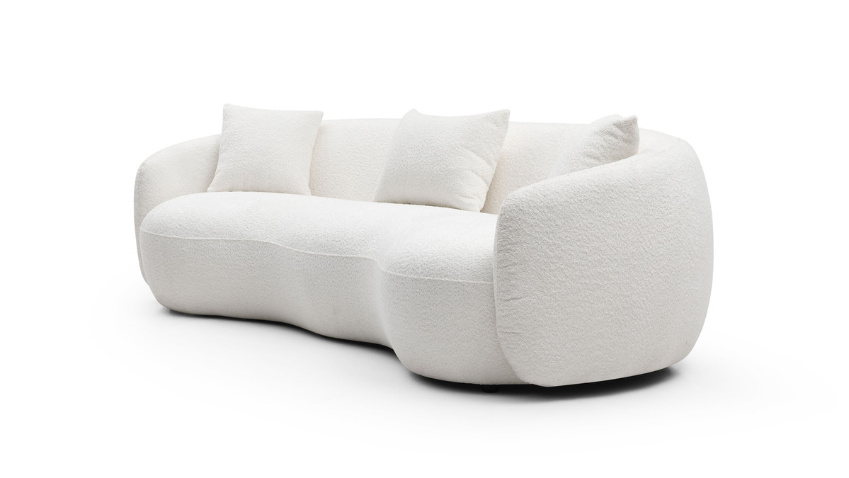 Jennifer Taylor Home Cambrie 93.6" Curved Sofa Off-White Bouclé