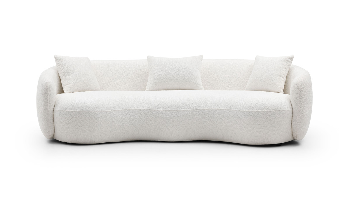jennifer taylor home Cambrie 93.6" Curved Sofa Off-White Bouclé