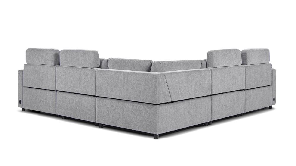 Jennifer Taylor Home Camden 113" Wall Hugger Performance Power Motion 5-Piece Modular Corner Sectional Sofa Misty Light Gray Three-Proof C0 Fabric
