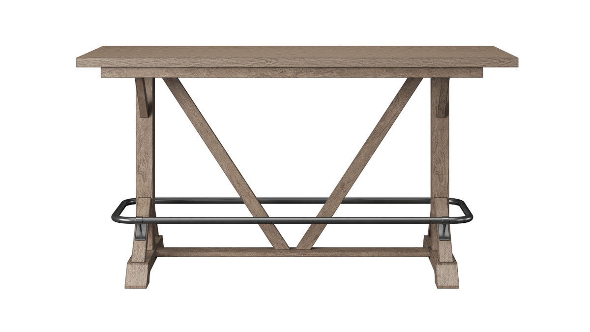 Jennifer Taylor Home Cameron 78" 6-Person Bar-Height Trestle Table With Solid Oak Top And Rubberwood Base Pecan Brown