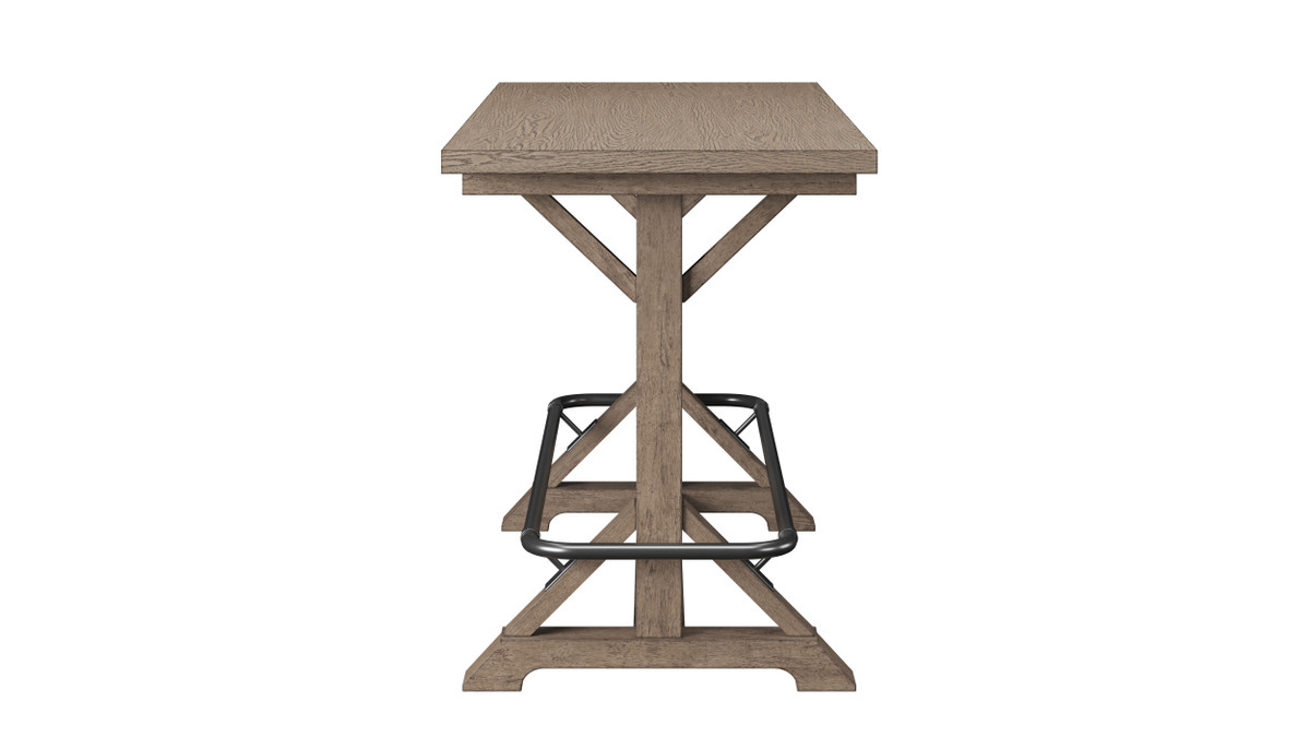 Jennifer Taylor Home Cameron 78" 6-Person Bar-Height Trestle Table With Solid Oak Top And Rubberwood Base Pecan Brown