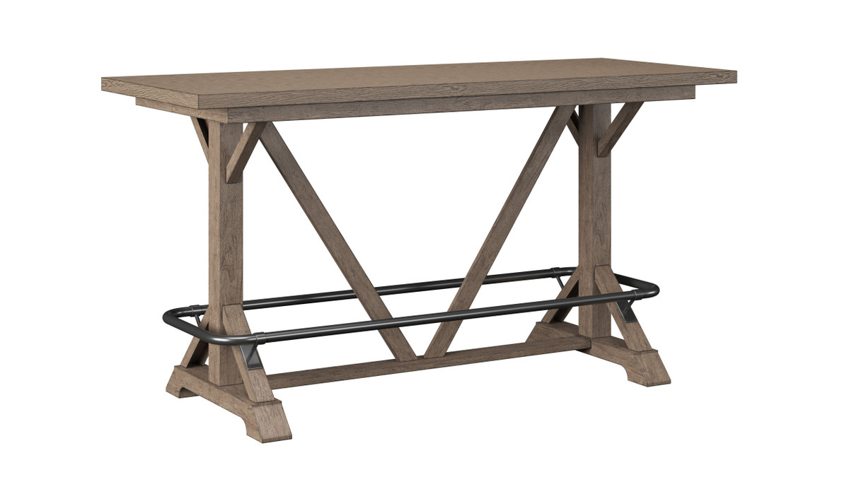 jennifer taylor home Cameron 78" 6-Person Bar-Height Trestle Table with Solid Oak Top and Rubberwood Base Pecan Brown