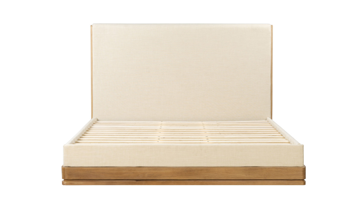 Jennifer Taylor Home Cavallo Upholstered Platform Bed With Low Profile Oak Base Queen