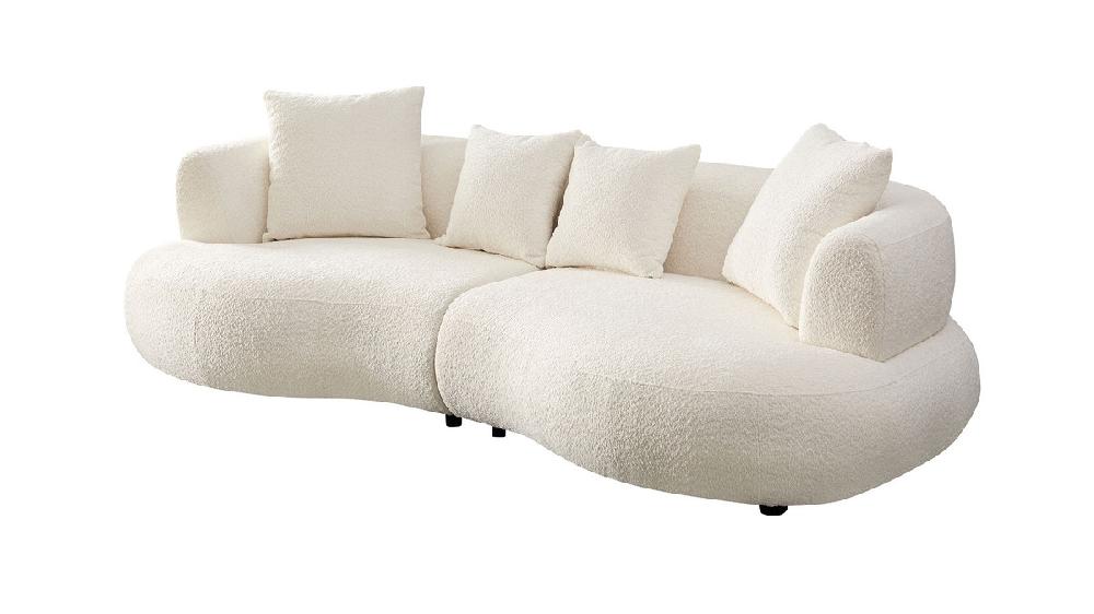 Jennifer Taylor Home Cavelli 102" Curved Bouclé Sofa With Accent Pillows White