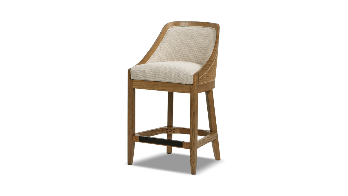 jennifer taylor home Charleston 27" Cane Performance Fabric Upholstered Oak Counter Stool