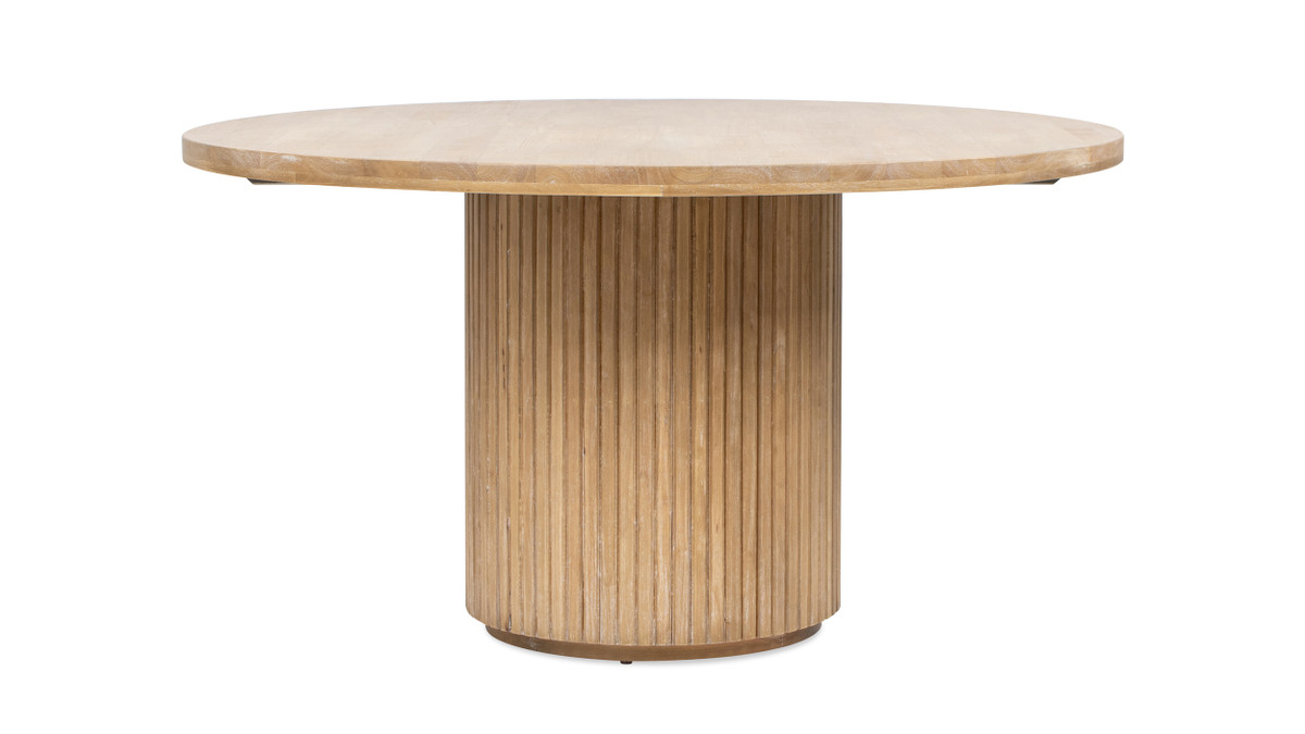 jennifer taylor home Charlotte 55" Round Fluted Solid Wood Dining Table Bleached Blonde