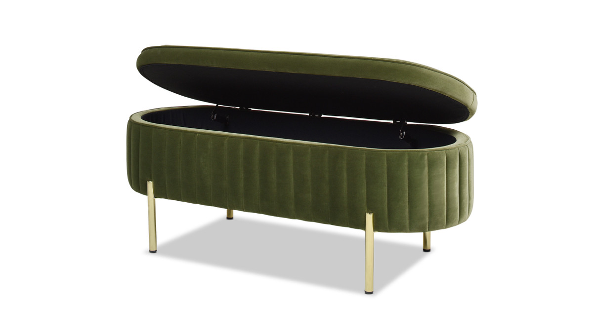 Jennifer Taylor Home Chloe Modern Glam Storage Bench Olive Green