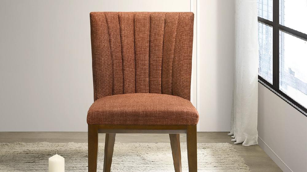 Jennifer Taylor Home Clayton 24" Upholstered Channel Back Dining Chairs Set Of 2 Burnt Orange