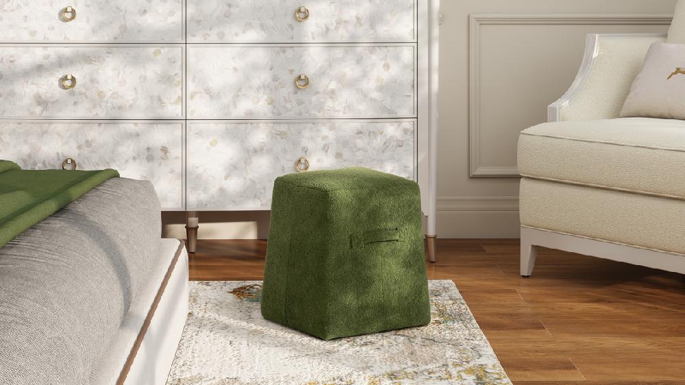 Jennifer Taylor Home Clyde 14" Tapered Square Upholstered Ottoman Moss Green
