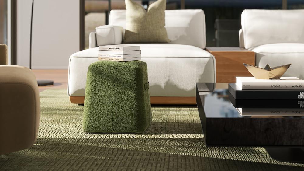 Jennifer Taylor Home Clyde 14" Tapered Square Upholstered Ottoman Moss Green