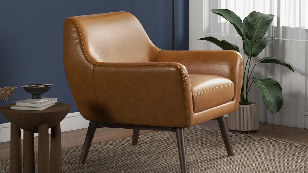 Jennifer Taylor Home Colson 32" Genuine Leather Armchair With Flared Arms