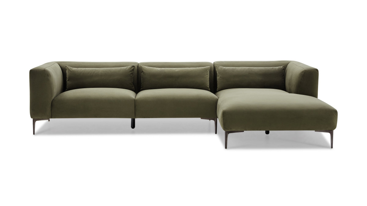 jennifer taylor home Corso 122.8" Velvet Right-Facing Sectional Sofa Green Velvet