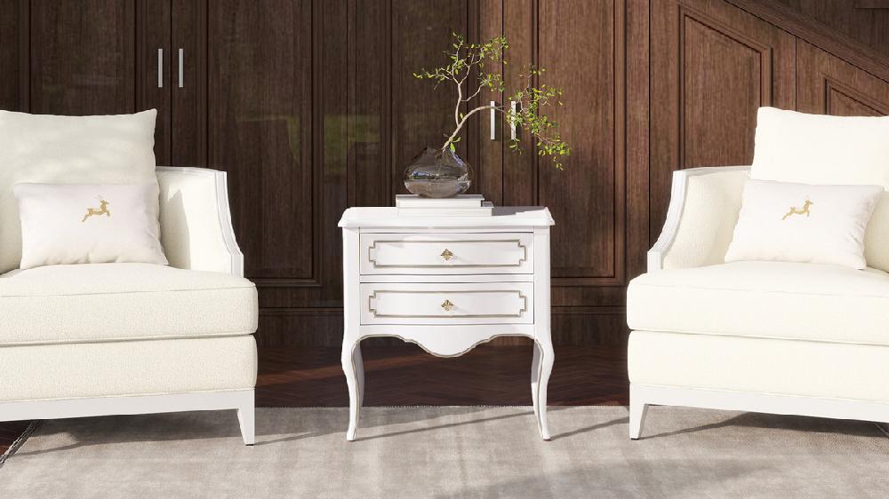 Jennifer Taylor Home Court 23.5" Wide Edwardian Storage Side Table Soft White