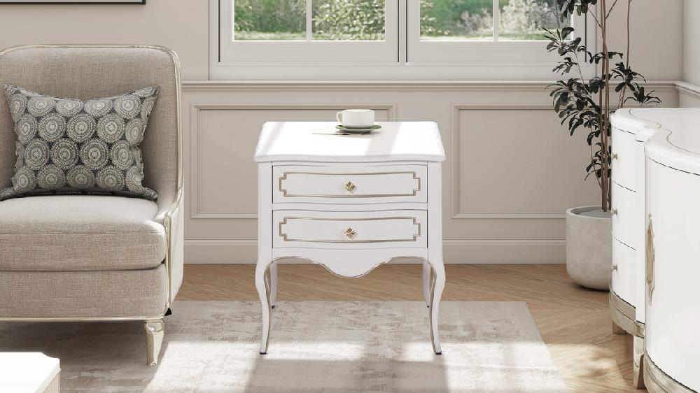 Jennifer Taylor Home Court 23.5" Wide Edwardian Storage Side Table Soft White