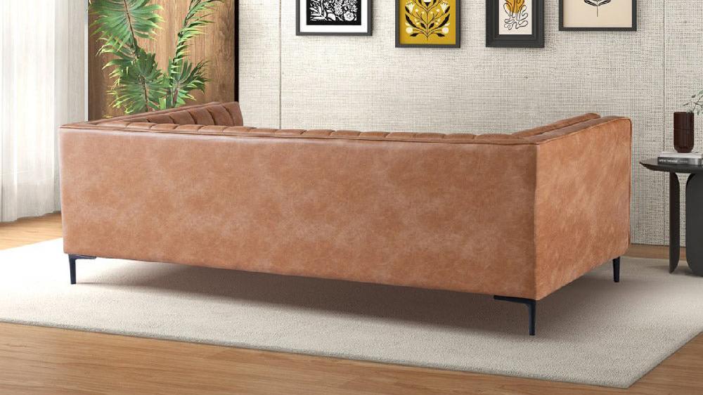 Jennifer Taylor Home Dakota 84.5" Faux Leather Tuxedo Arm Sofa With Channel Tufting