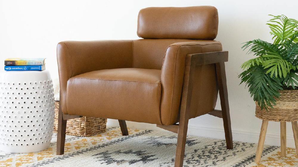 Jennifer Taylor Home Dalton 30.7" Wide Genuine Leather Armchair