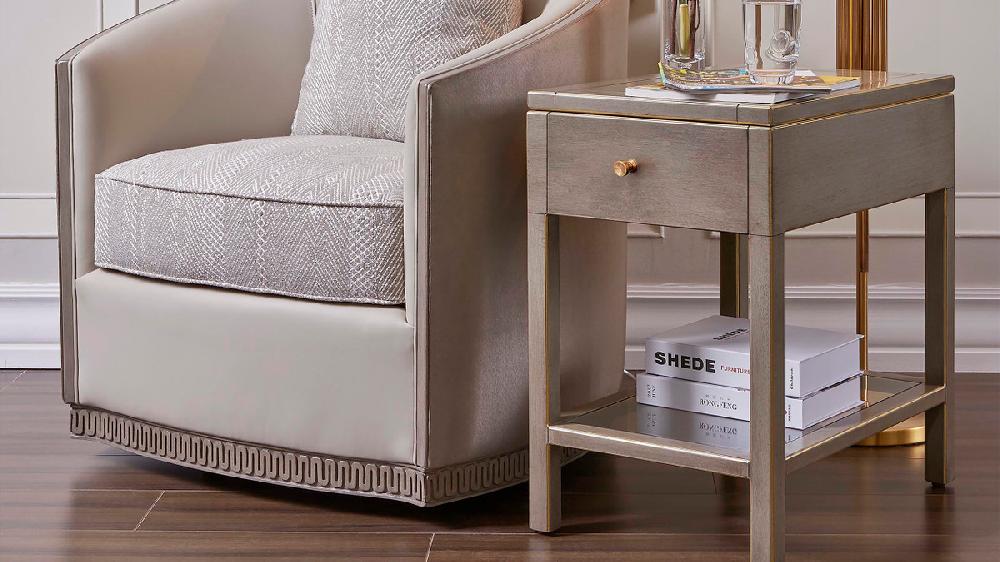 Jennifer Taylor Home Dauphin 22" 1-Drawer Storage End Table Gray Cashmere Mahogany Veneer