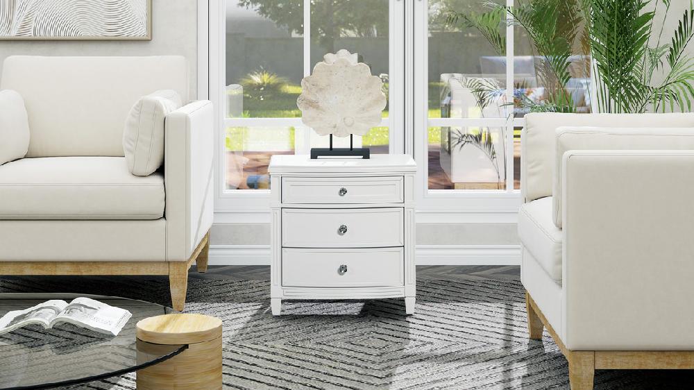 Jennifer Taylor Home Dauphin 3-Drawer Accent End Table Merino White