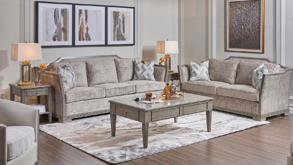 Jennifer Taylor Home Dauphin 49" 2-Drawer Coffee Table Gray Cashmere Mahogany Veneer