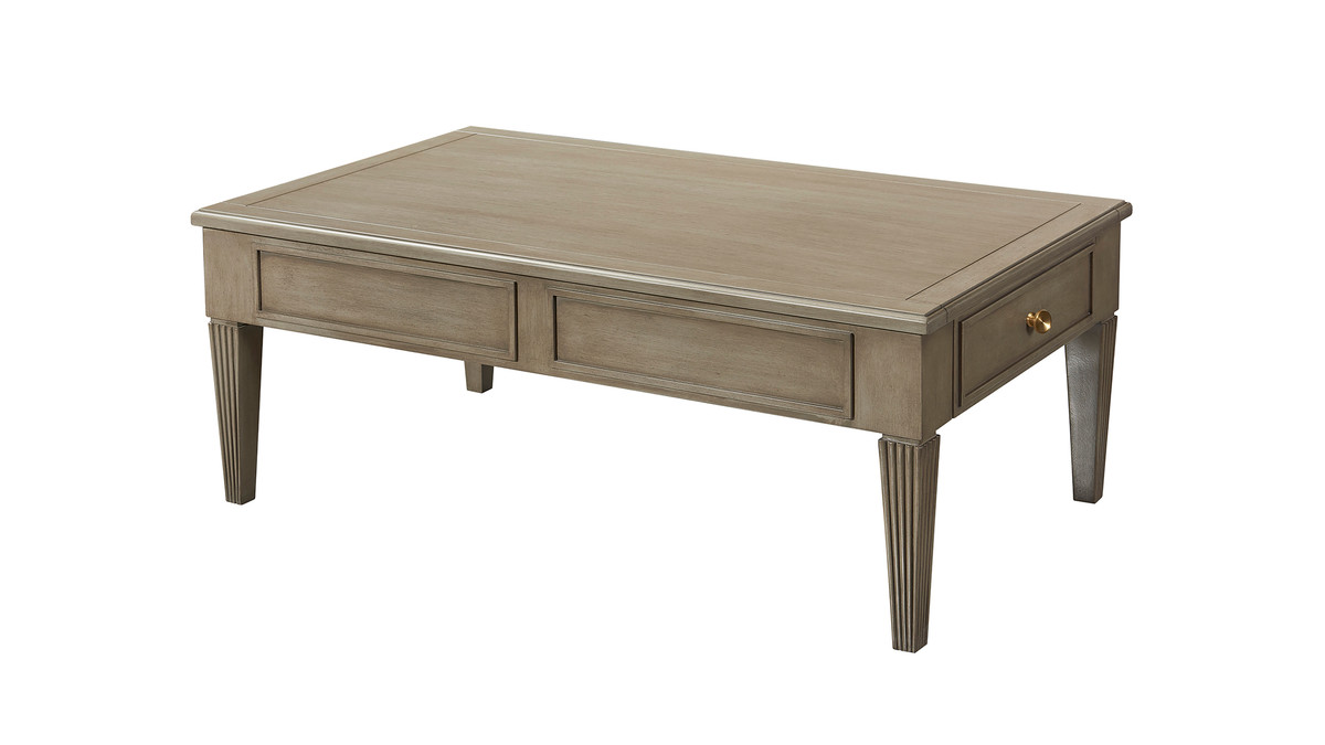 Jennifer Taylor Home Dauphin 49" 2-Drawer Coffee Table Gray Cashmere Mahogany Veneer