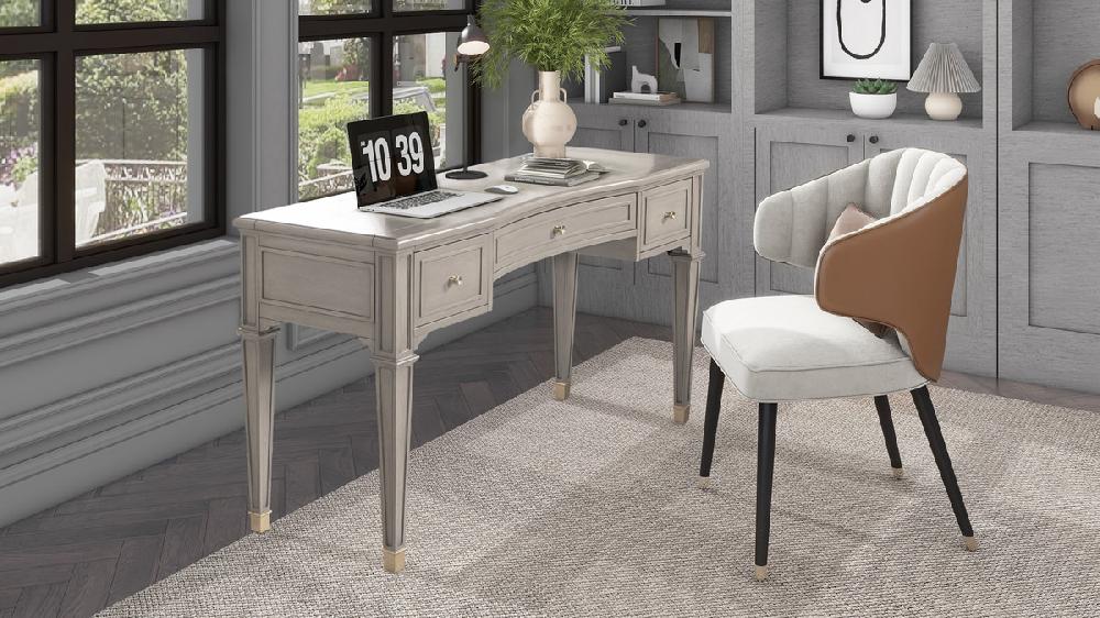 Jennifer Taylor Home Dauphin 55" 3-Drawer Wood Executive Desk Grey Cashmere