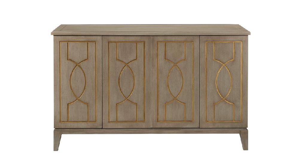 jennifer taylor home Dauphin 55" Storage Cabinet Console Table Gray Cashmere Mahogany Veneer