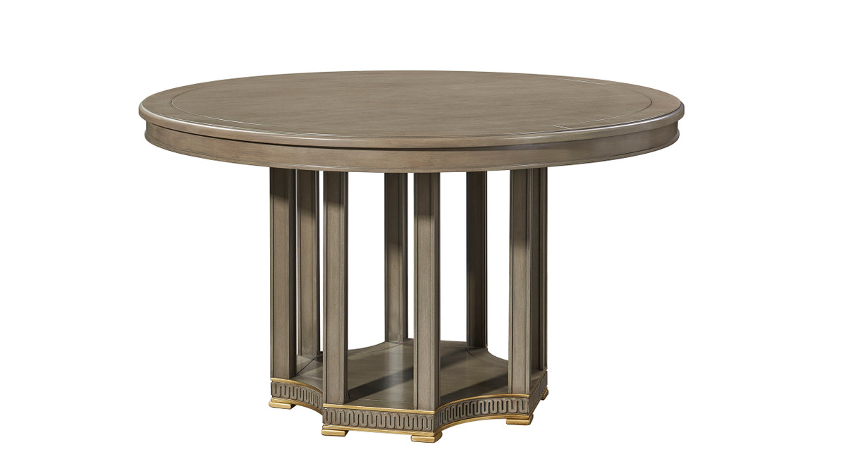 jennifer taylor home Dauphin 59" 6-Seat Round Dining Table Gray Cashmere Mahogany Veneer