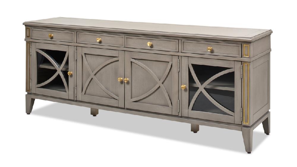 Jennifer Taylor Home Dauphin 71" TV Stand Storage Display Console Table Grey Cashmere