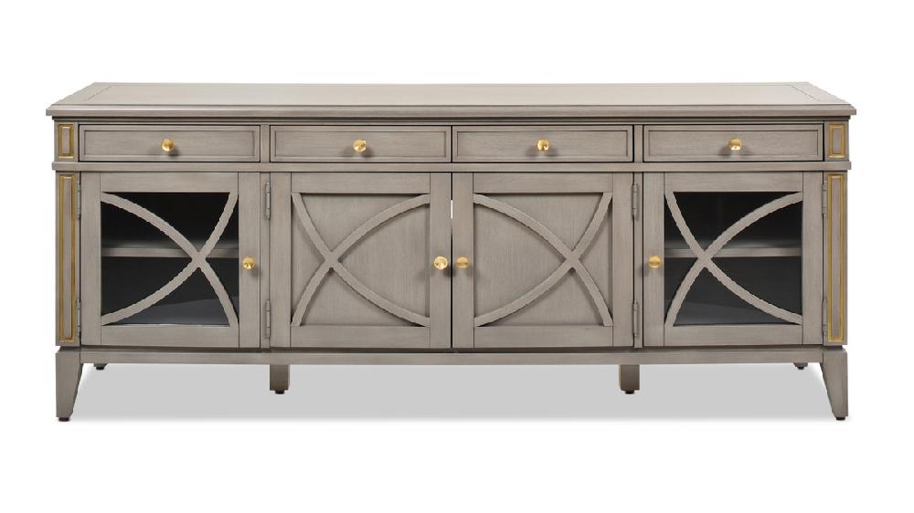 jennifer taylor home Dauphin 71" TV Stand Storage Display Console Table Grey Cashmere