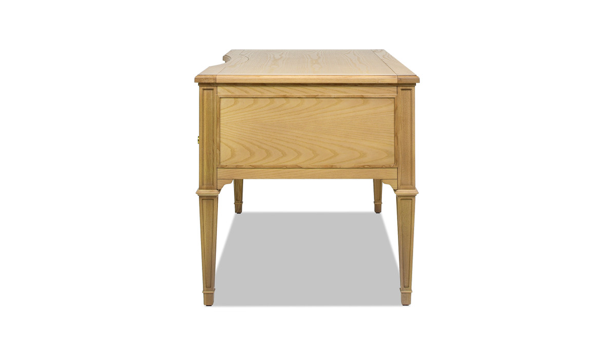 Jennifer Taylor Home Dauphin Gold Accent 5-Drawer Wood Executive Desk Natural Brown