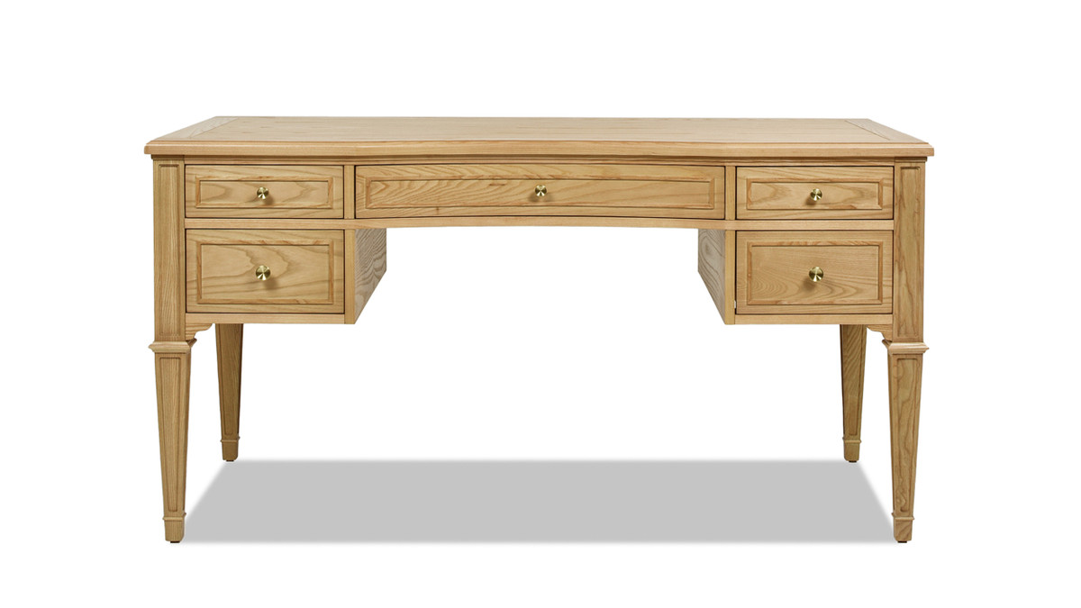 jennifer taylor home Dauphin Gold Accent 5-Drawer Wood Executive Desk Natural Brown