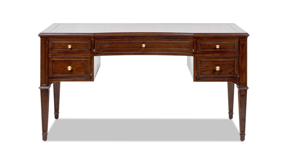 jennifer taylor home Dauphin Gold Accent 5-Drawer Wood Executive Desk Walnut Brown