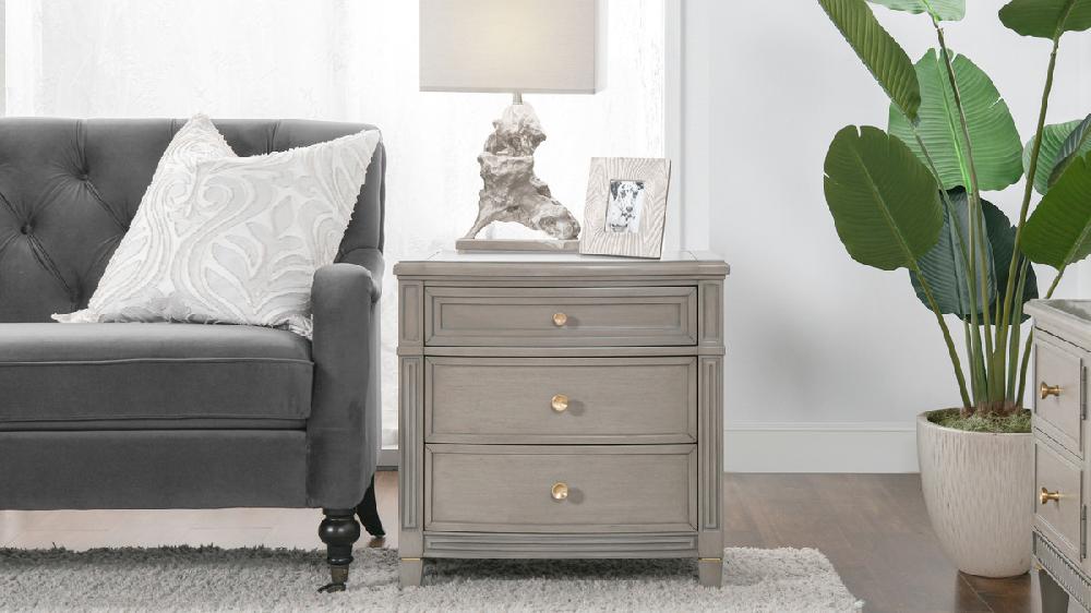 Jennifer Taylor Home Dauphin Gold Accent End Table Grey Cashmere