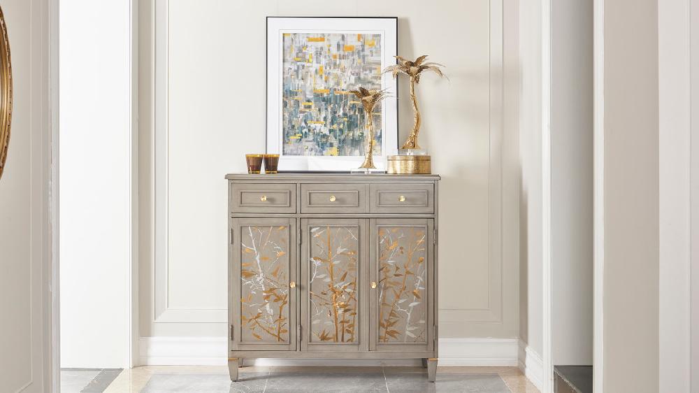 Jennifer Taylor Home Dauphin Handpainted Entryway Storage Cabinet Grey Cashmere