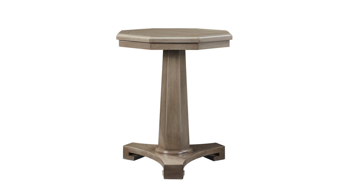 jennifer taylor home Dauphin Pedestal Drink Side Table Gray Cashmere Mahogany Veneer