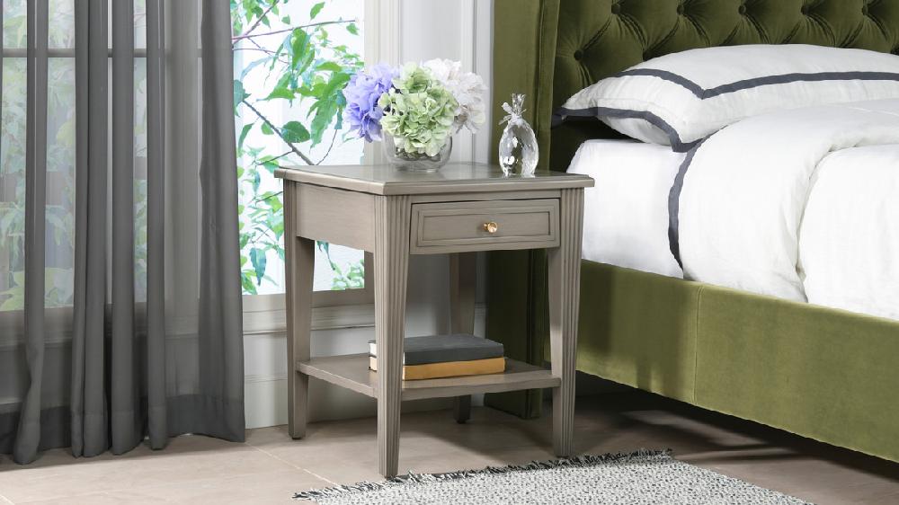 Jennifer Taylor Home Dauphin Storage Shelf Side Table Grey Cashmere