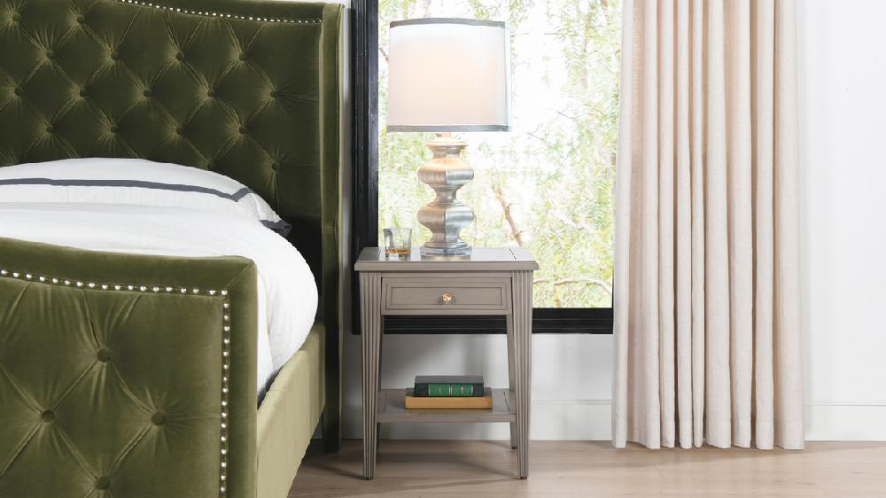 Jennifer Taylor Home Dauphin Storage Shelf Side Table Grey Cashmere