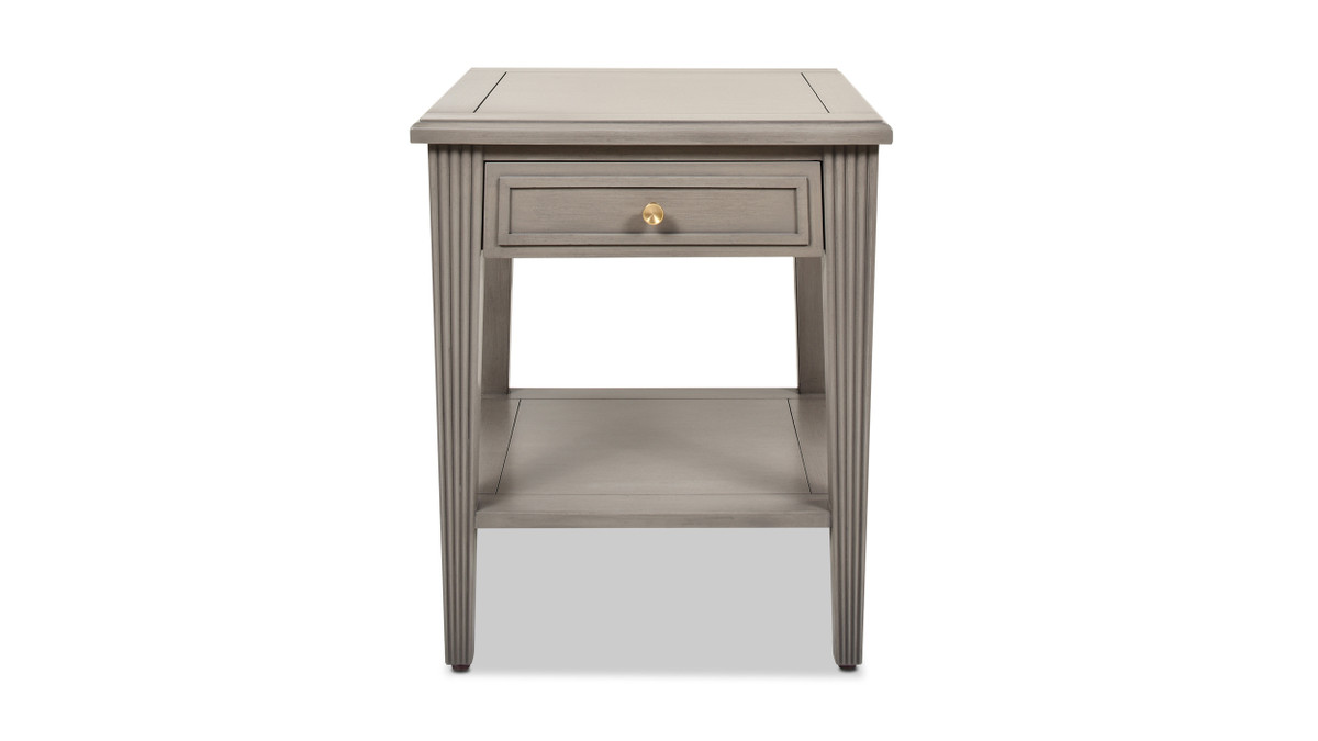 Jennifer Taylor Home Dauphin Storage Shelf Side Table Grey Cashmere