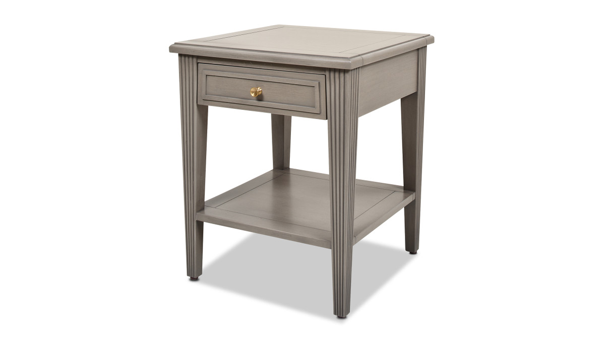 jennifer taylor home Dauphin Storage Shelf Side Table Grey Cashmere