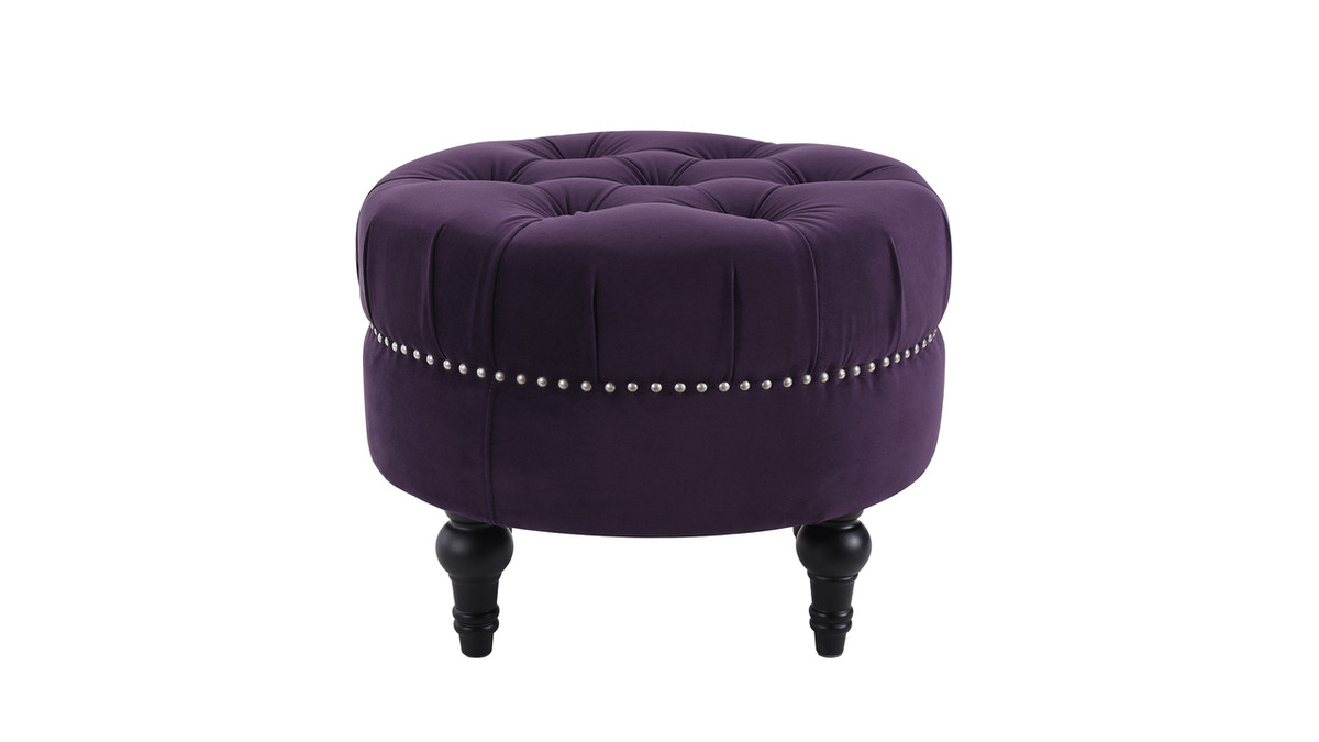Jennifer Taylor Home Dawn Tufted Round Ottoman Purple