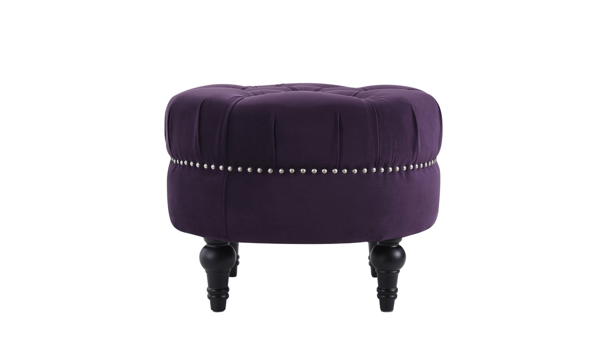 Jennifer Taylor Home Dawn Tufted Round Ottoman Purple