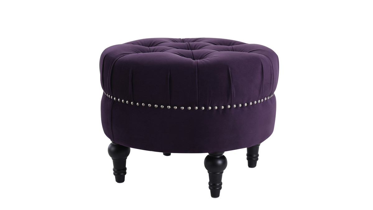 jennifer taylor home Dawn Tufted Round Ottoman Purple
