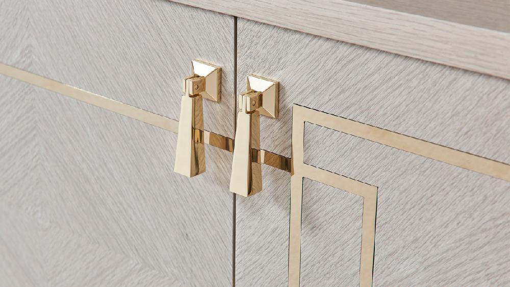 Jennifer Taylor Home Deco 71" Storage TV Stand Bright Beige Poplar Veneer