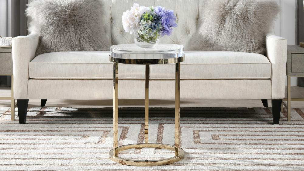 Jennifer Taylor Home Dendros Live Edge Mimic Round Side Table Gold & Acrylic